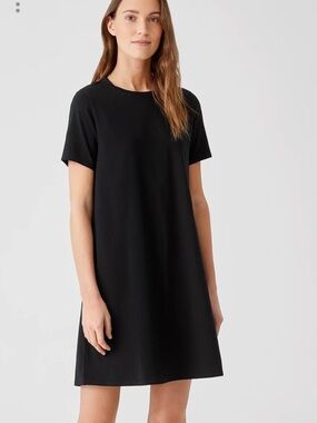 Eileen Fischer  Black Short-Sleeve A-Line Dress